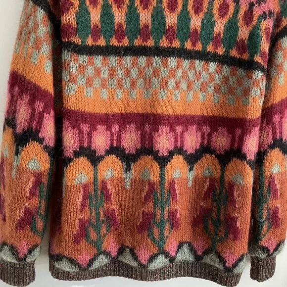 Susan Bristol Sweater VTG Hand Knit Button Cardigan Size M Burnt Orange Brown - Picture 14 of 16